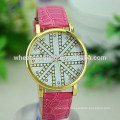 Lady gift hot sale pu leather analog digital wrist watch